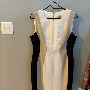 Calvin Klein Black and White Midi Dress